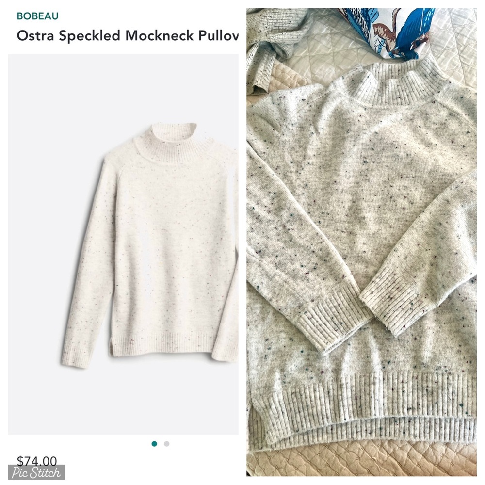 Bobeau Ostra Speckled Mockneck pullover sweater